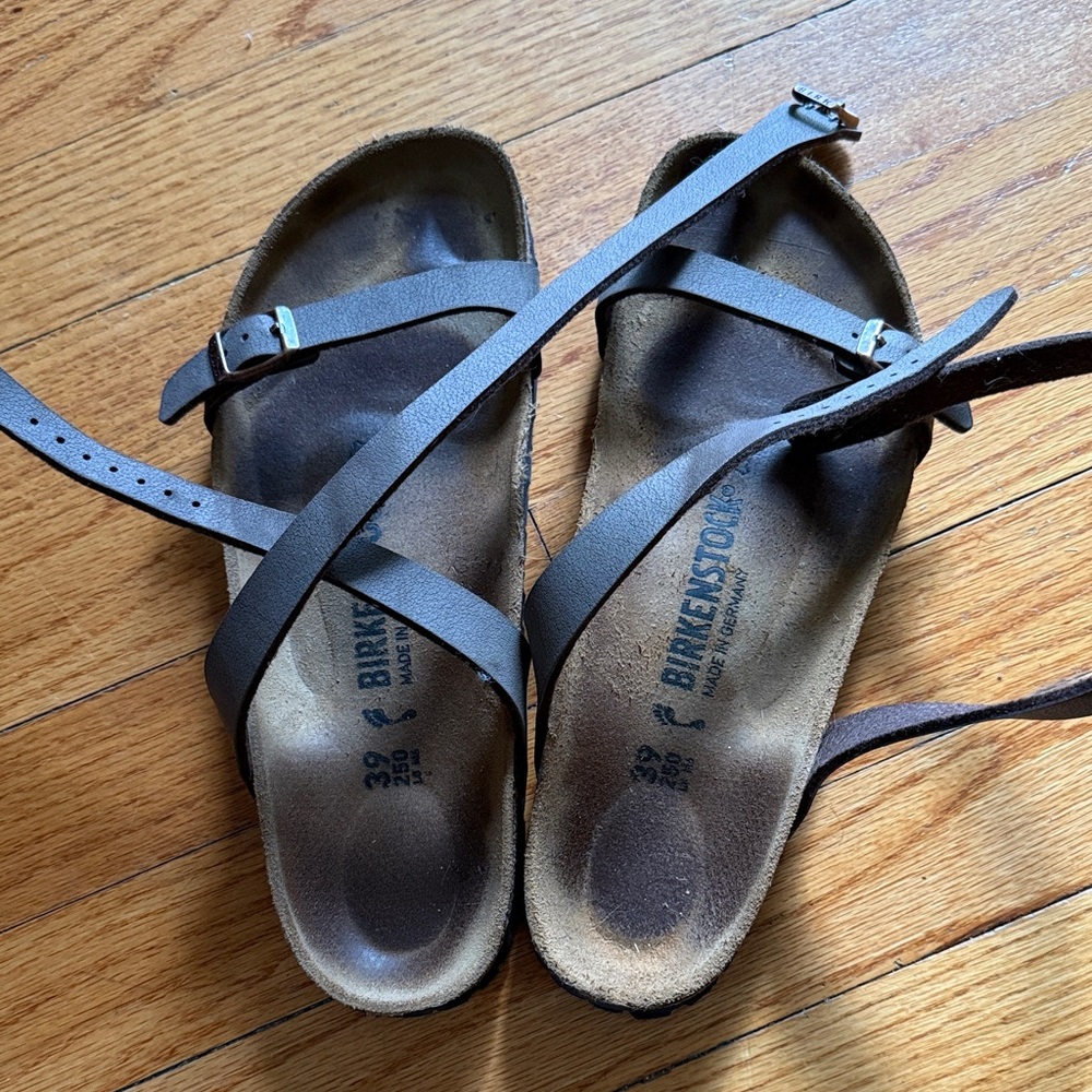Birkenstock Women's Dark Brown Cross-Strap Sandals